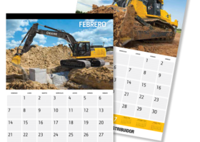 John Deere Construction Wall Calendar Spanish